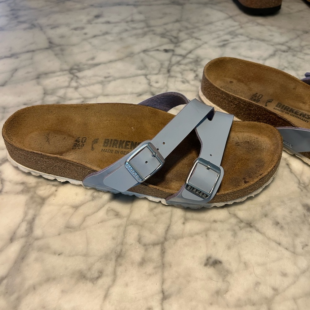 Birkenstock Light Blue Cross Strap Sandals - Picture 3 of 9